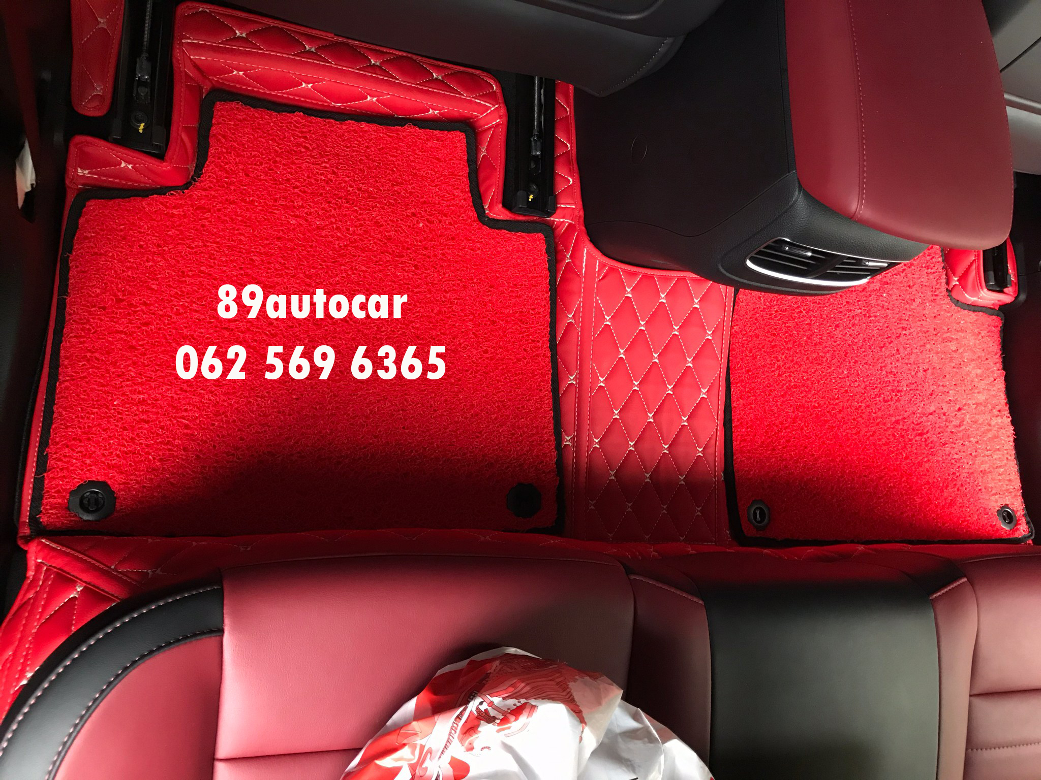 พรมรถยนต์ หทัยราษฎร์ MG HS ปูพรม7D สีแดงสด +ไวนิลสีแดงขอบดำ