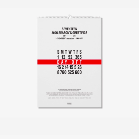 PRE. SEVENTEEN 2025 WALL CALENDAR 14 -25 วัน