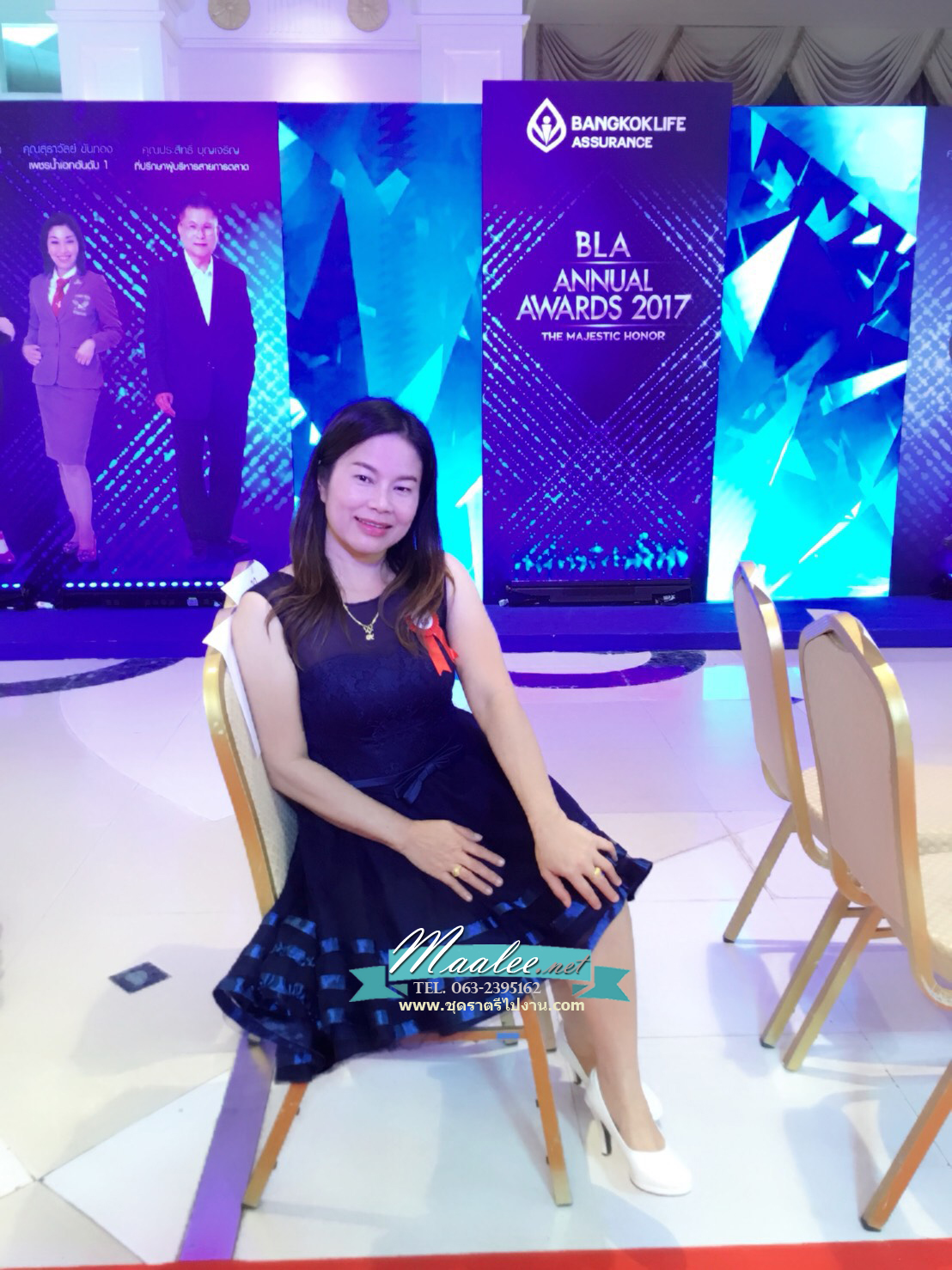 พร้อมเช่า ชุดราตรีแขนกุด หน้าสั้นหลังยาว สีกรมท่า แบบหน้าสั้น/หลังยาว สวยเก๋ กระโปรงตาข่าย (เชือกผูกหลัง)