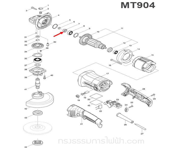 เฟืองปลายทุ่น หินเจียร Maktec-มาคเทค MT904, GA6020 Pn.227520-1 (แท้) ##(*)
