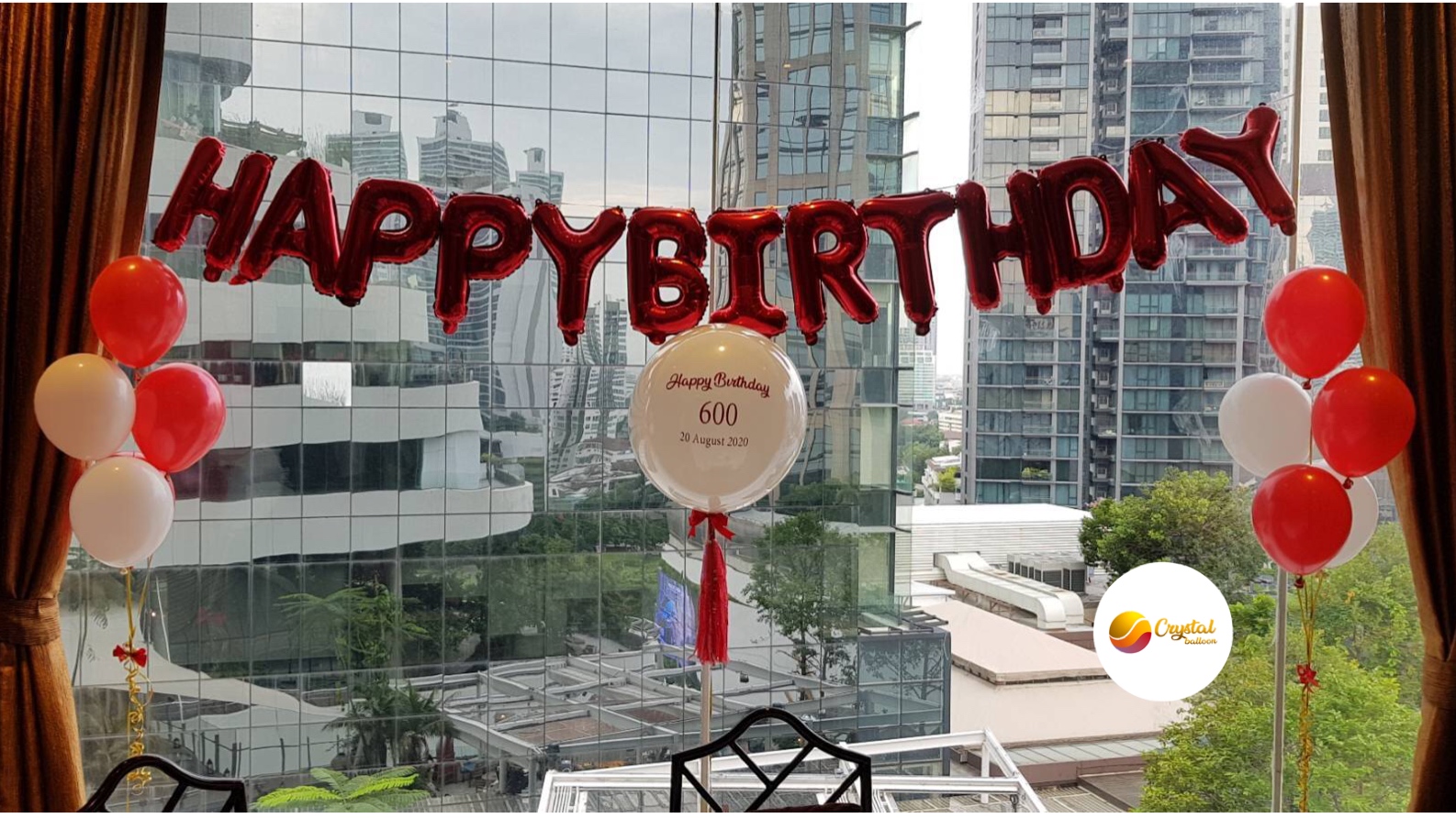 ลูกโป่ง วันเกิด HAPPY BIRTHDAY 13 ตัว ตัวอักษรสีแดง พร้อม ช่อลูกโป่ง 2 ช่อ พร้อมตกเเต่ง สามารถเปลี่ยนสีลูกโป่ง/สีตัวอักษร HBD/ข้อความได้