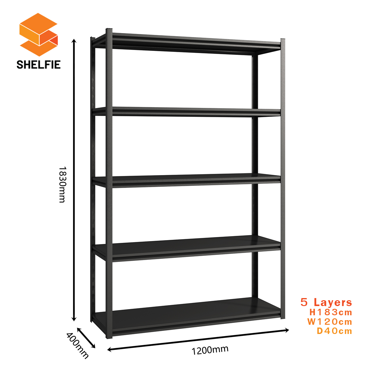 ชั้นเหล็ก 5 ชั้น : ขนาด ส183 xก120 x ล40 ซม.