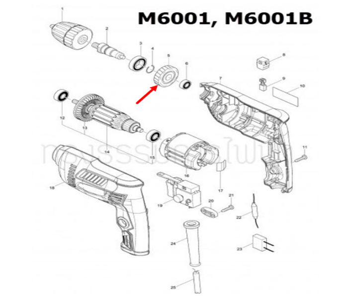 เฟือง สว่าน Maktec มาคเทค, Makita มากีต้า MT603, MT606, MT607, M6001, M6001B, M6002, M6002B, 6412, 6413 Pn.226578-7 (แท้)(**)
