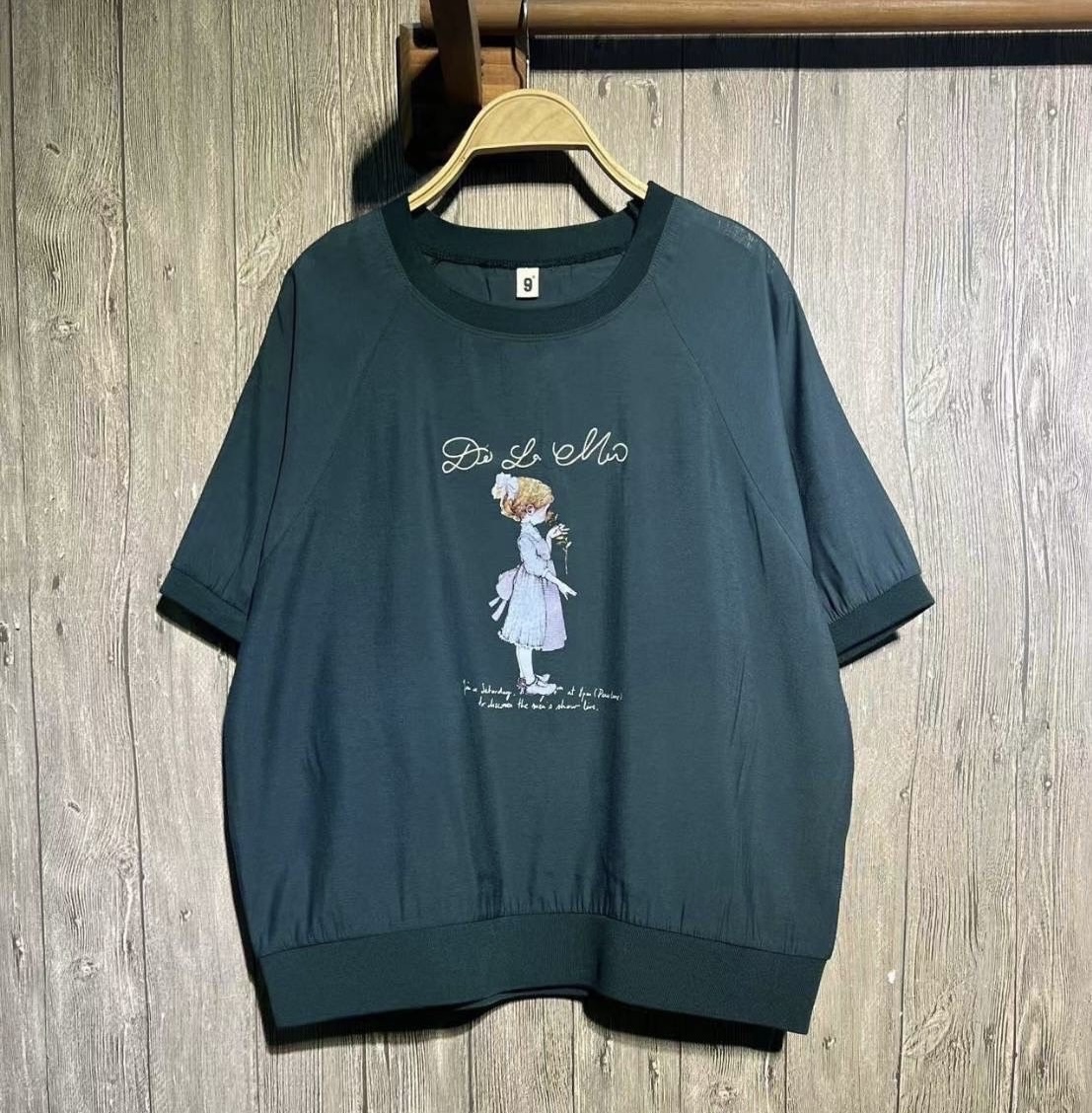 เสื้อผ้าฝ้าย tencel สกรีนลาย+ปักลาย 9am