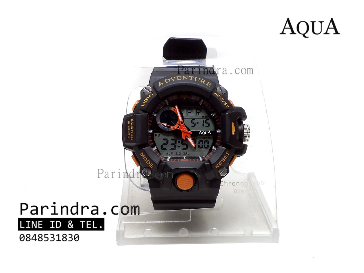 นาฬิกาข้อมือ AQUA รุ่น 1401-D สีดำ-ส้ม