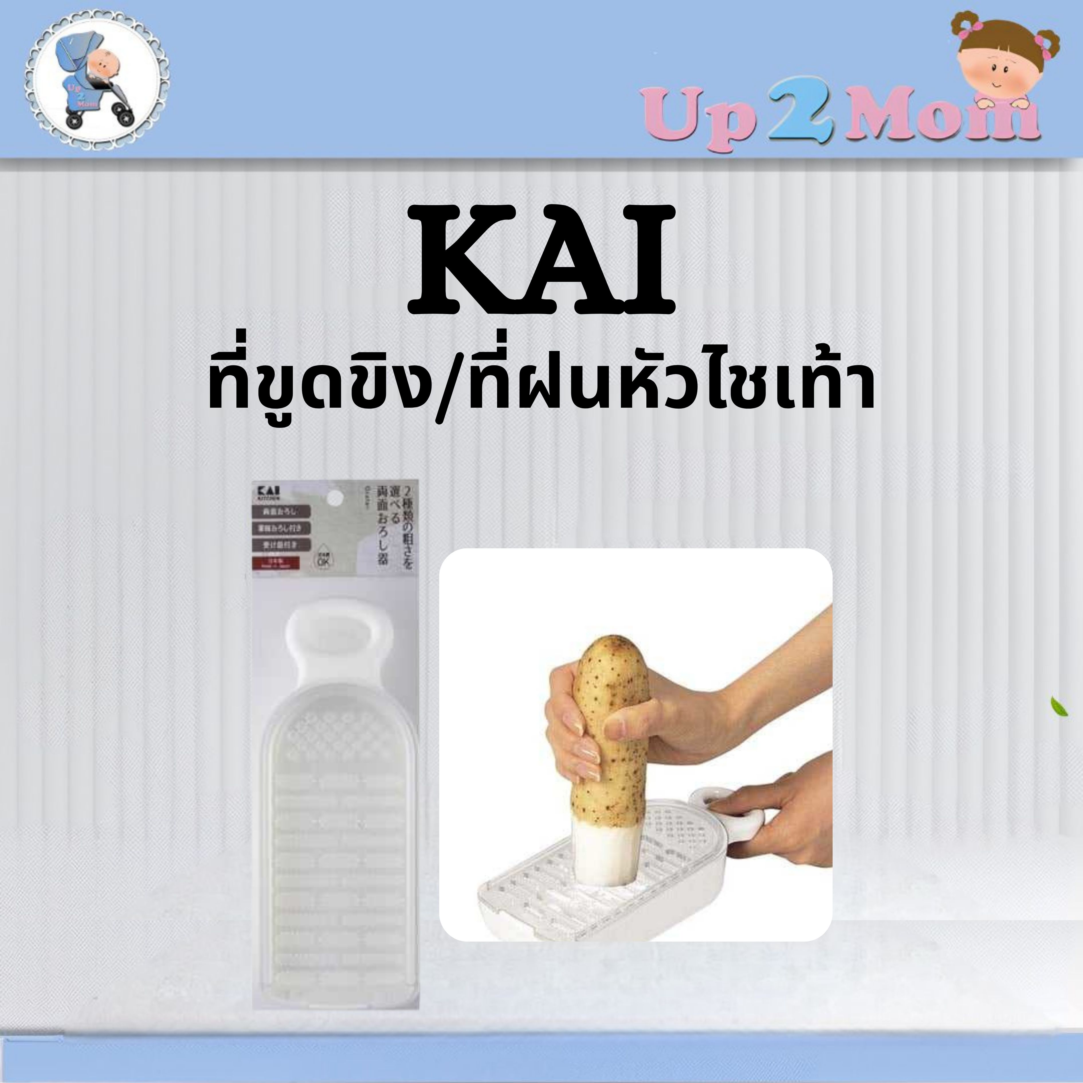 🧄 ที่ขูดขิง/ที่ฝนหัวไชเท้า 2 ด้าน พร้อมถาดรอง Kai Grater 🧄