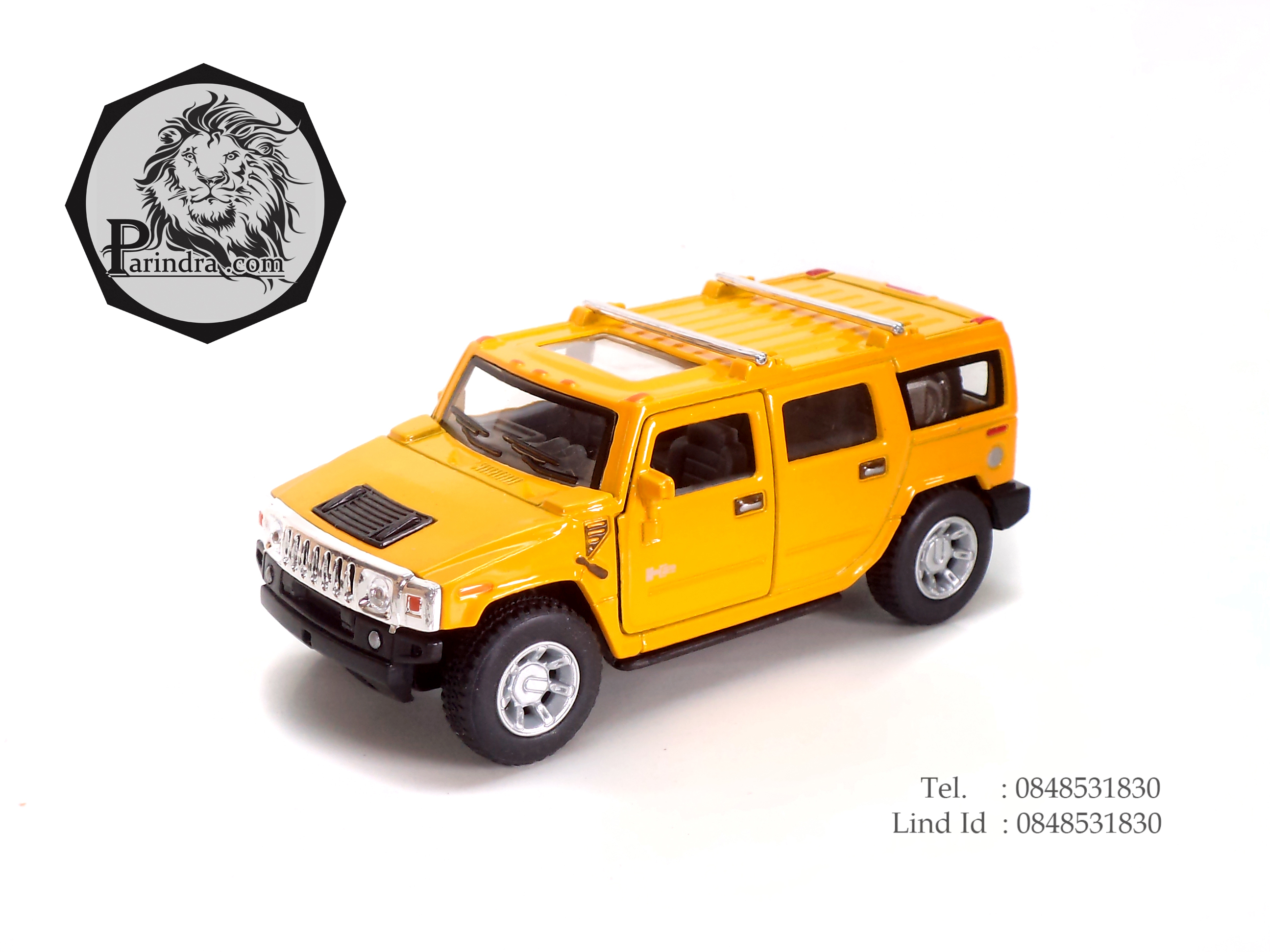 โมเดลรถเหล็ก รถ HUMMER s2 HUV 2008 อัตราส่วน 1: 40 สีเหลือง