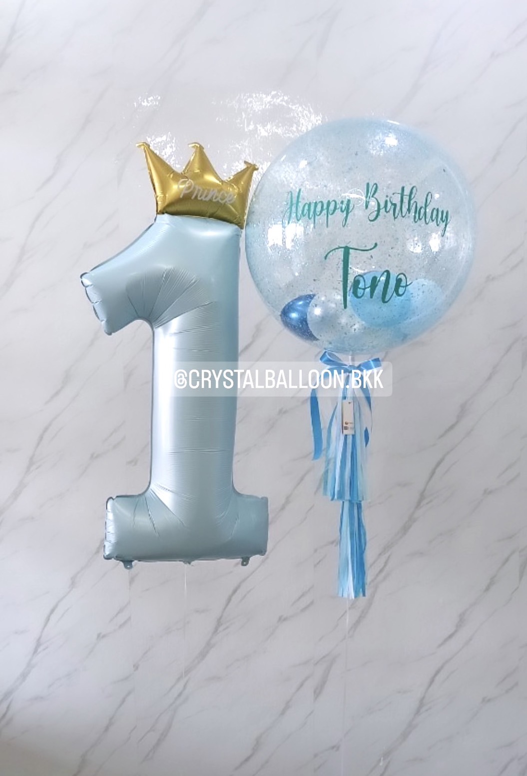 ลูกโป่ง วันเกิดเด็ก Bubble USA 24" Theme สีฟ้า พร้อมตกแต่ง ฟอยล์ตัวเลข ขนาด 40" 1 ชิ้น สามารถเปลี่ยนสีลูกโป่ง/เปลี่ยนข้อความ/เปลี่ยนสี-ฟอยล์ตัวเลขได้