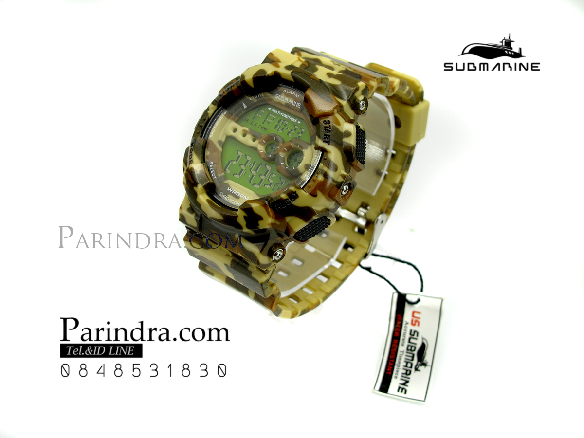 นาฬิกา US submarine รุ่น TP1340M (Military) สีลายพรางทหารสีน้ำตาล หน้าปัดพื้นเขียว