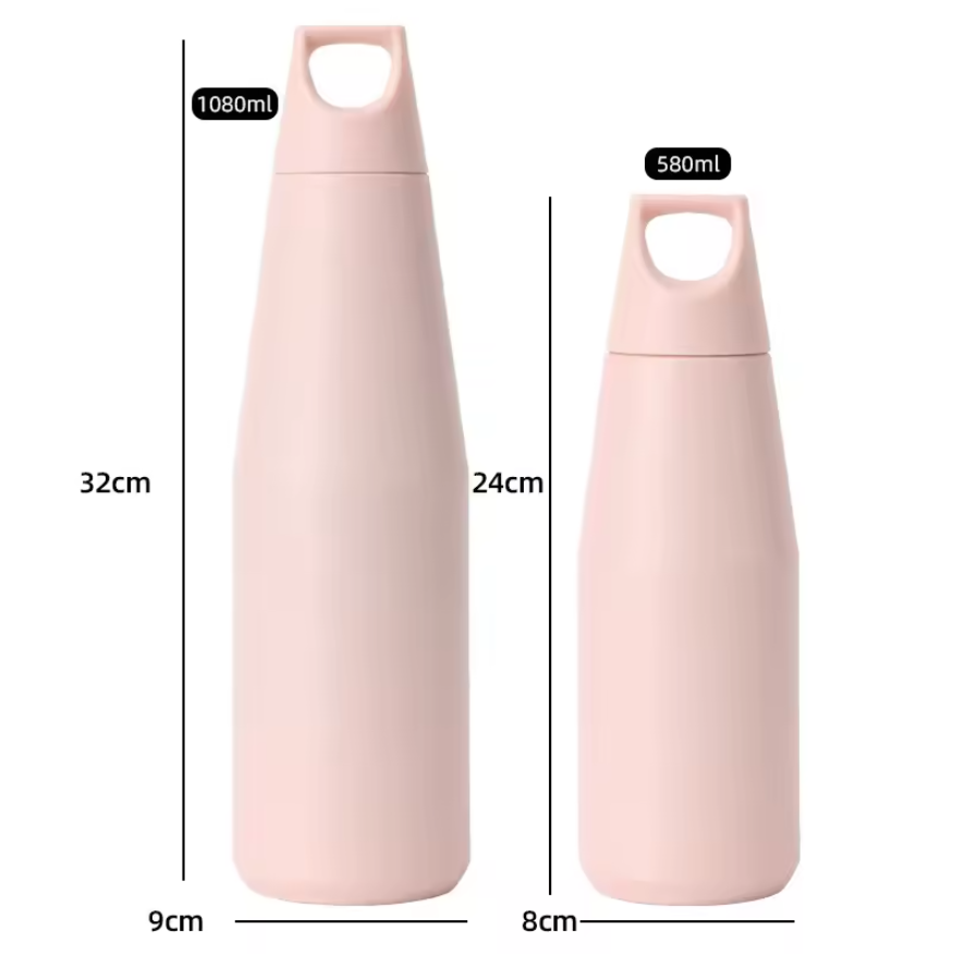 กระบอกสแตนเลส ทรงขวดปากแคบ ฝาเกลียวหูหิ้ว 1080 ml