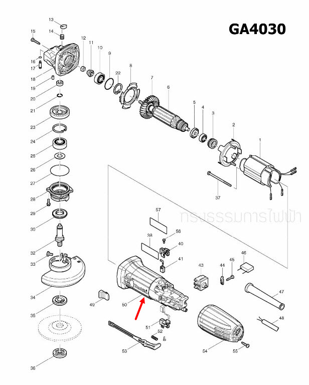 เสื้อฟิลคอยล์ หินเจียร Makita-มากีต้า GA4030 [#50] Pn.450795-9 (แท้) ##