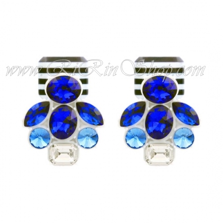 Aznavour & GraindeBeaute ต่างหู ตุ้มหู เซลลูโลสคริสตัล ( Blue )