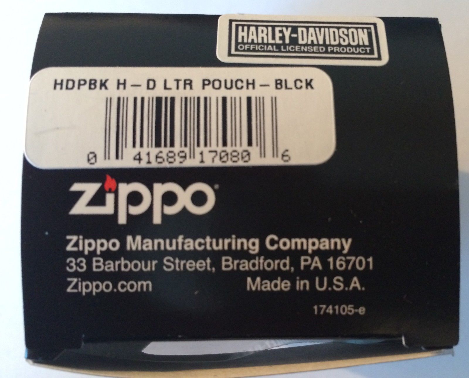 กระเป่าหนังใส่ไฟแช็ค Zippo แท้ - Genuine Zippo HDPBK, Harley Davidson Black Leather Lighter Pouch แบบห่วงเหน็บเข็มขัด