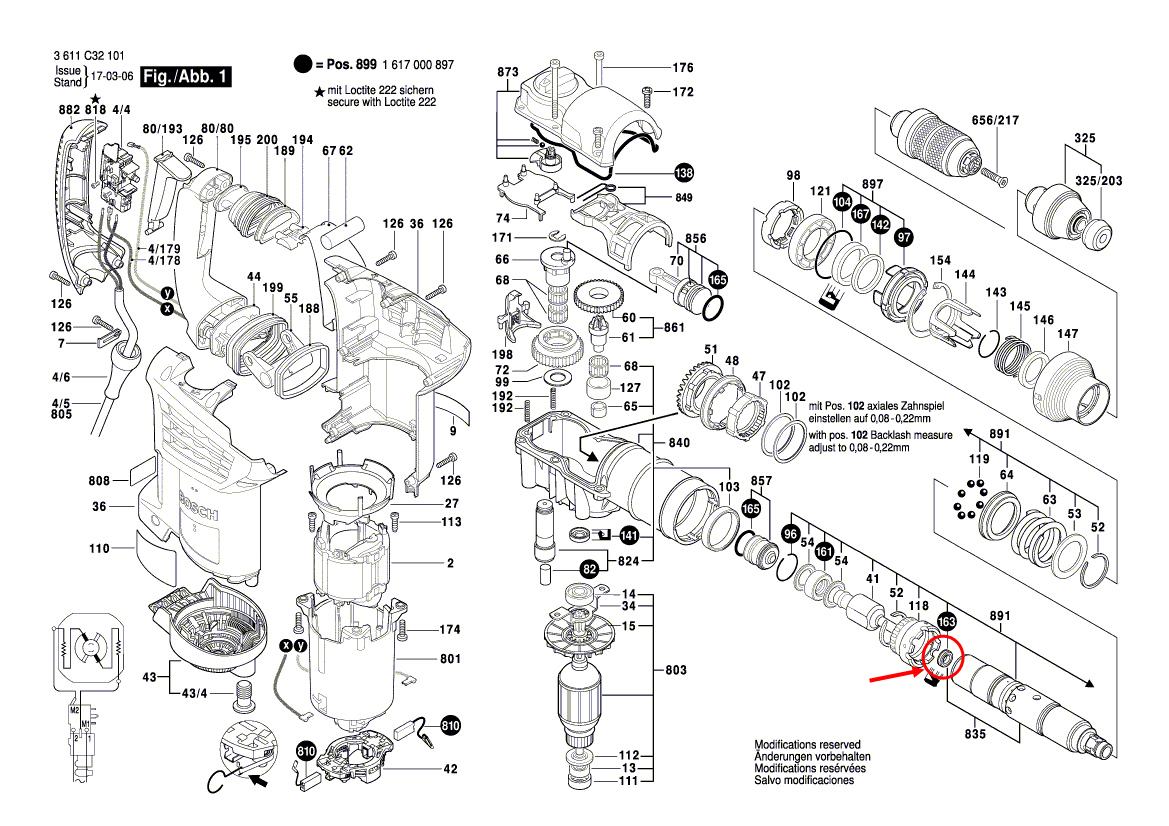 แหวนซีลเพลา สว่านโรตารี่ Bosch บอช GBH4-32DFR [#163] Pn.1600A009VC (แท้-สั่ง) ##