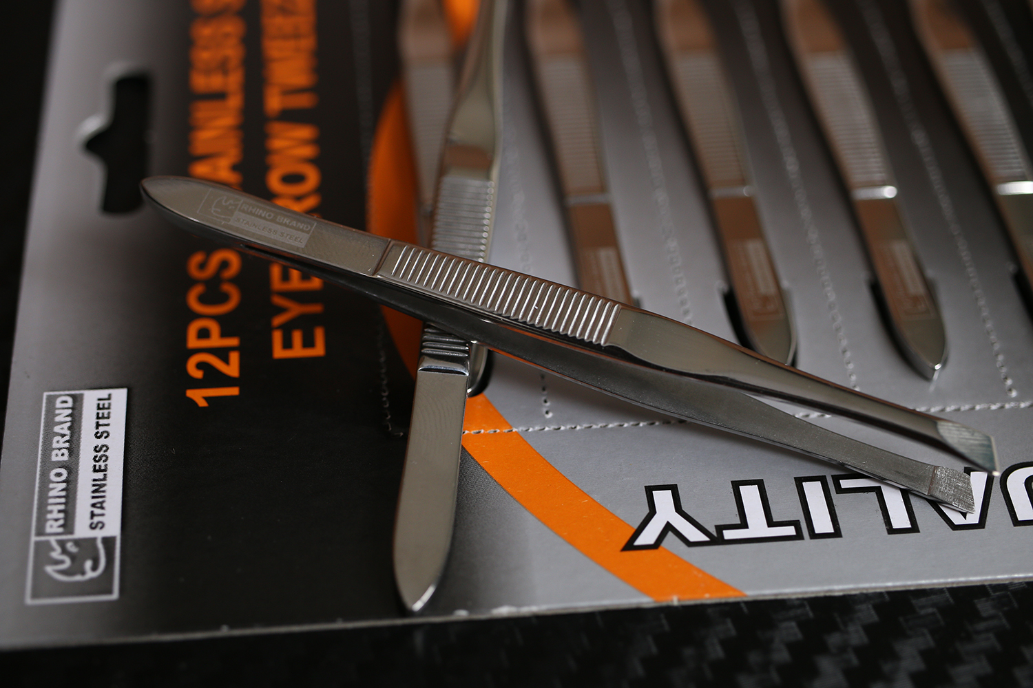 แหนบ Rhino Brand No.S60 Stainless Tweezers แหนบแสตนเลส คุณภาพเยี่ยม (ยกแผง 10 อัน)