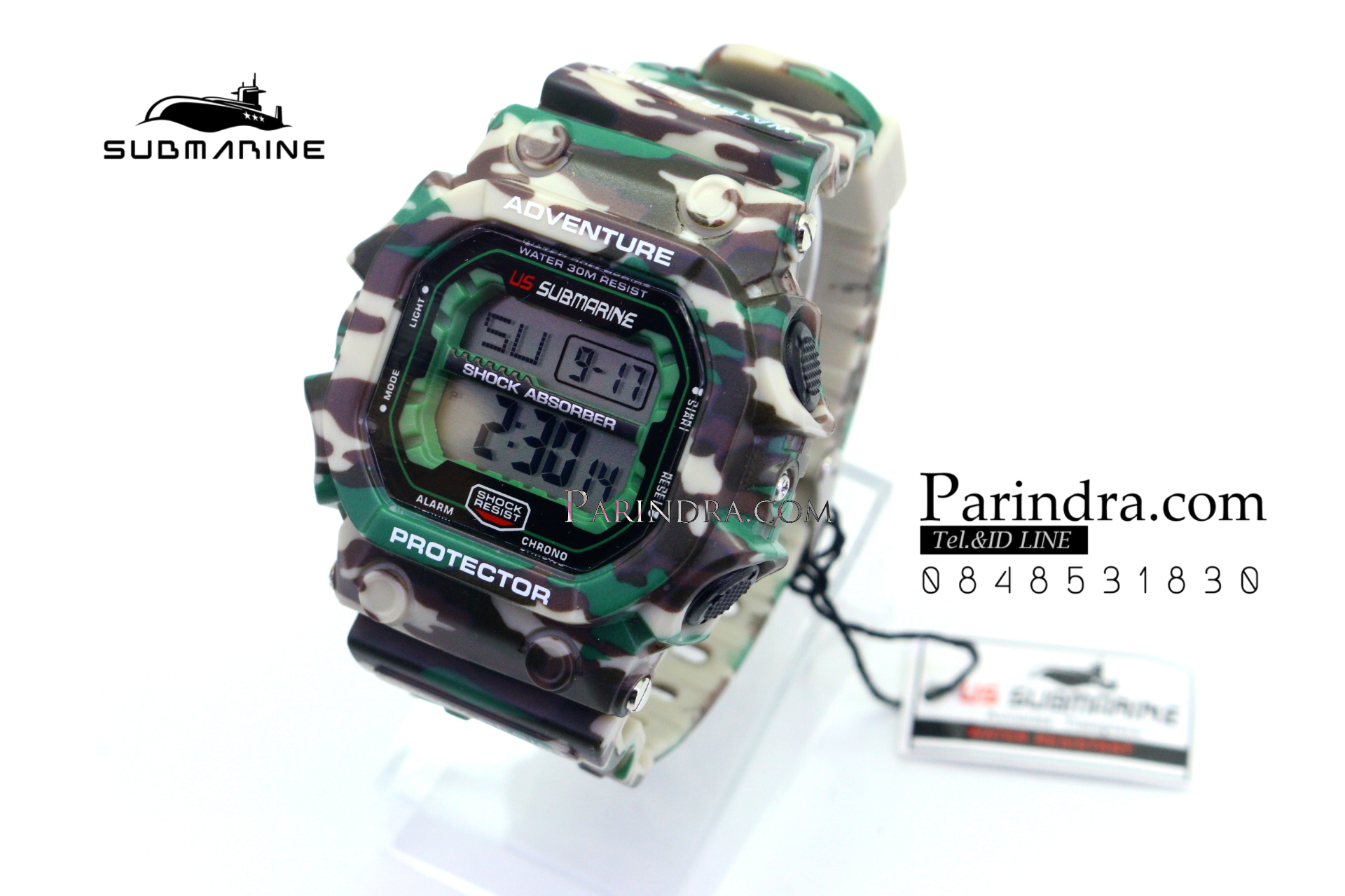 นาฬิกา US submarine รุ่น TP1353M (Military) สีลายพรางทหารสีเขียวน้ำตาล หน้าปัดพื้นเทา