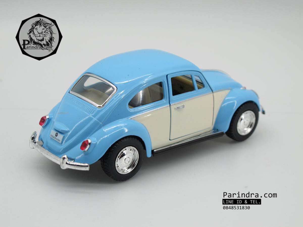 โมเดลรถเหล็กรถเต่า Volkswagen 1967 อัตราส่วน 1:32 สีฟ้าอ่อน ประตูขาว