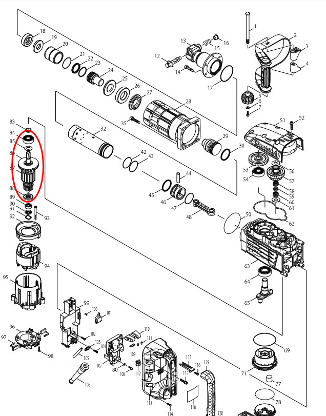 ทุ่น สกัดไฟฟ้า มากีต้า-Makita รุ่น HM1307C, HM1317C, HM130CB (แท้) ##