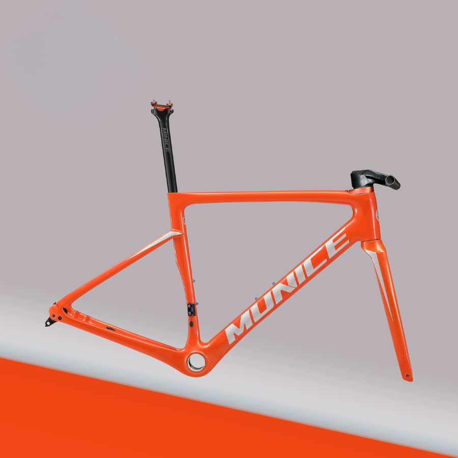 Munice R2PB Flat Bar Carbon Road Frame – Ultra-Light 980g, Toray T800 + M46, Disc Brake Compatible, 700C, 9 Colors | 5-Year Warranty