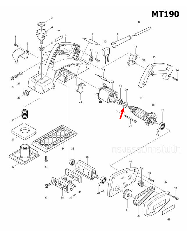 INSULATION WASHER หินเจียรไฟฟ้า Makita MT190, MT370, MT372, MT814, MT958, HR2475, HP1630, GA4030, GA4031, 4350CT, 9500NB, 9533B, 9553NB, 9556NB, HN, HP Pn.681636-0(แท้)