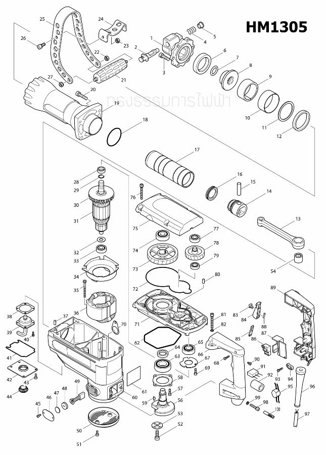 ท่อโพลิเอสเตอร์ 8-40 สกัด เจาะพื้น มากีต้า Makita HM1305, HM1306 (แท้) ##