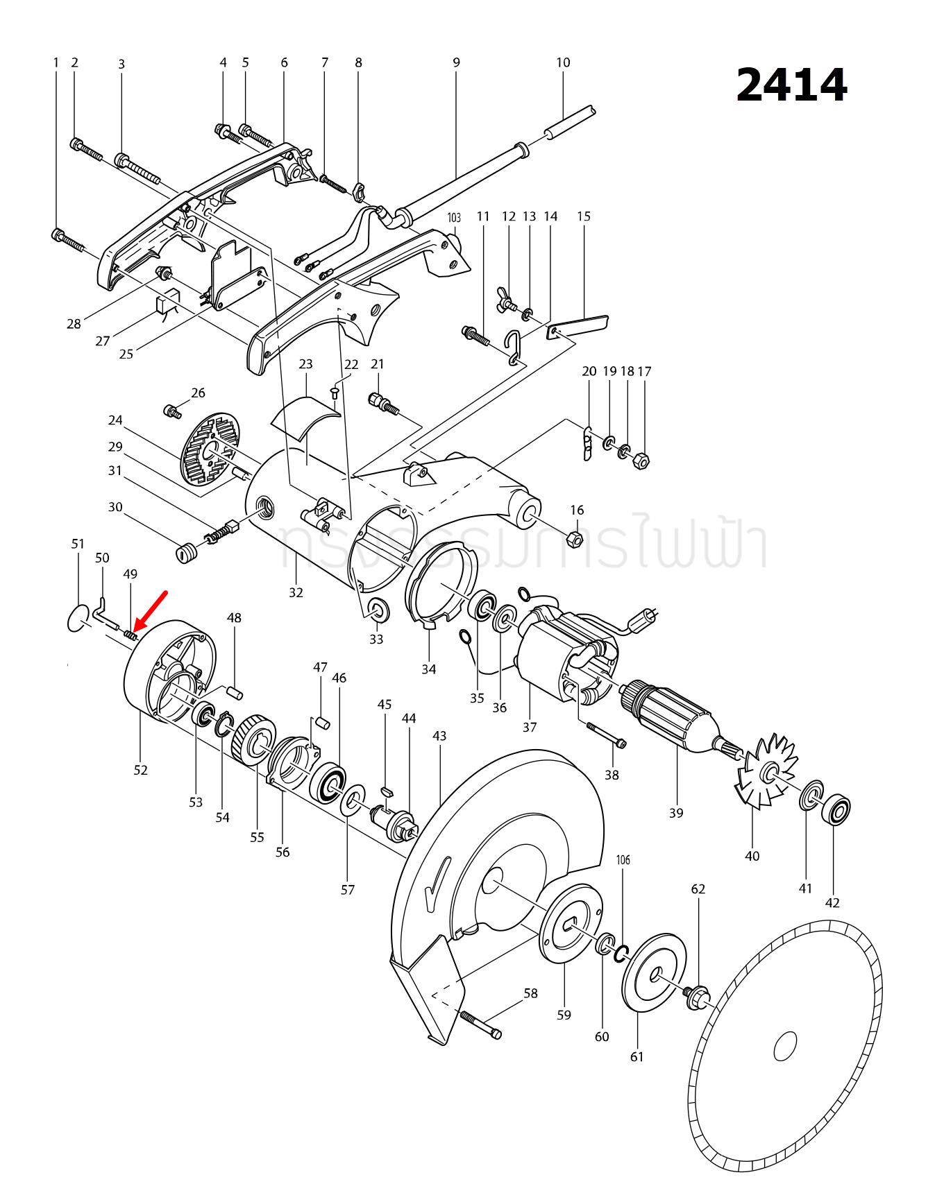 สปริง เราท์เตอร์ (Router) Makita 2414, 2414NB, 2416S, 3600BR, 3612BR [#52] Pn.231240-1 (แท้) ##