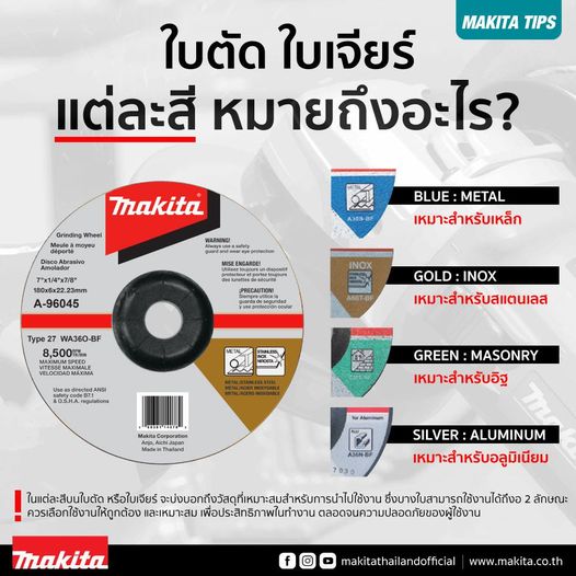 ใบเจียร4" บาง Makita-มากีต้า(แท้) A-85139 ราคา/กล่อง(20ใบ)
