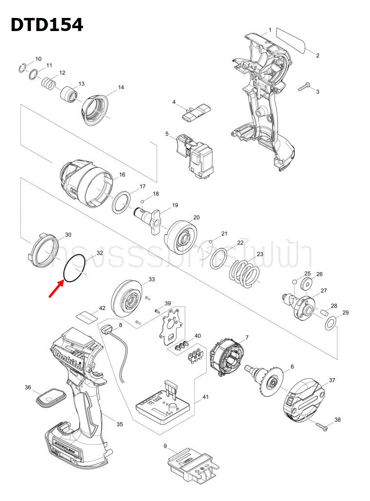 โอริง 40X2 สว่านไร้สาย Makita มากีต้า HR3520 [#24], DTD153, DTD154 [#32] Pn.213507-9 (แท้) ##