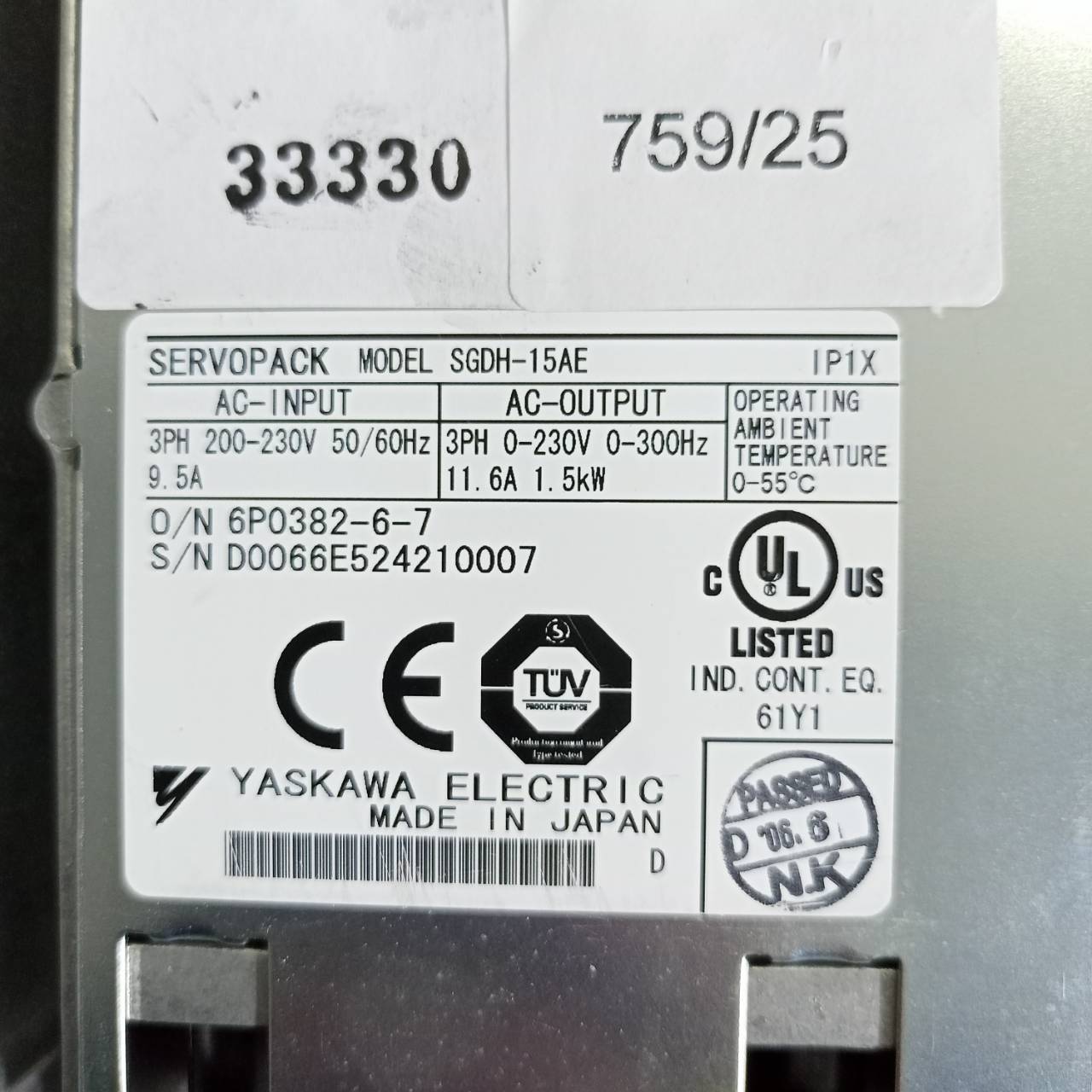 SGDH-15AE SERVO DRIVE " YASKAWA "