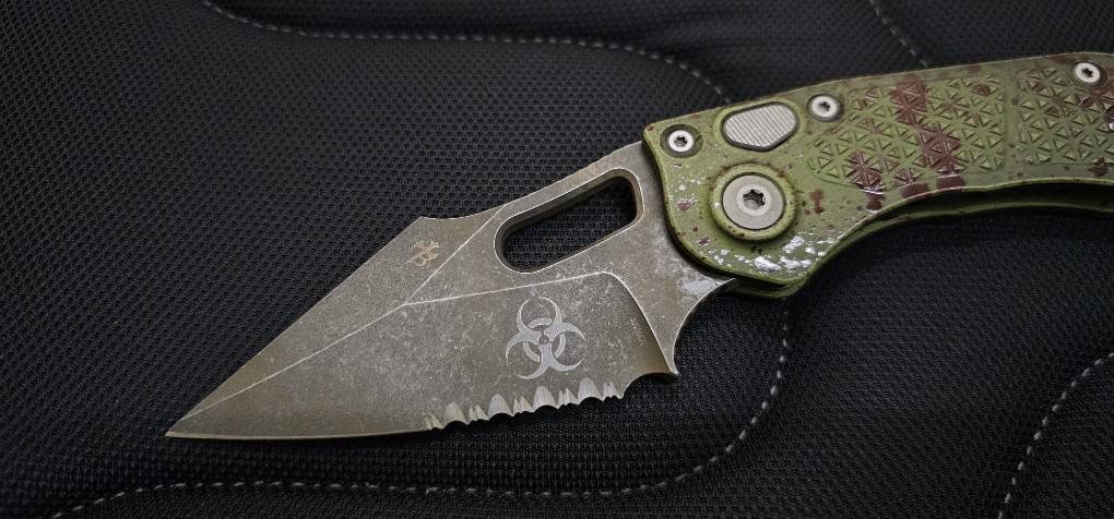 Microtech Borka Stitch Auto Partial Serrated Outbreak