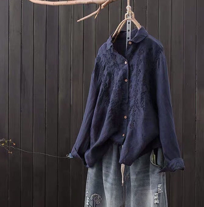 เสื้อเชิ้ตผ้าลินินปักลาย