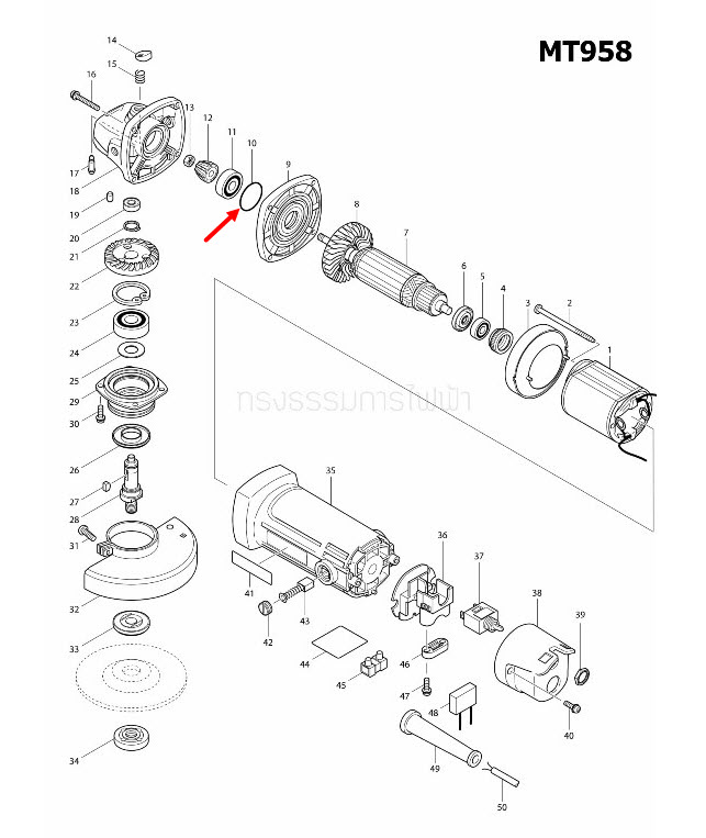 โอริง หินเจียร Makita MT904 [#5], GA4030, GA4031, 9553NB,9556,NB,HN,HP [#9], MT958 [#10] Pn.213445-5 (แท้)(*)