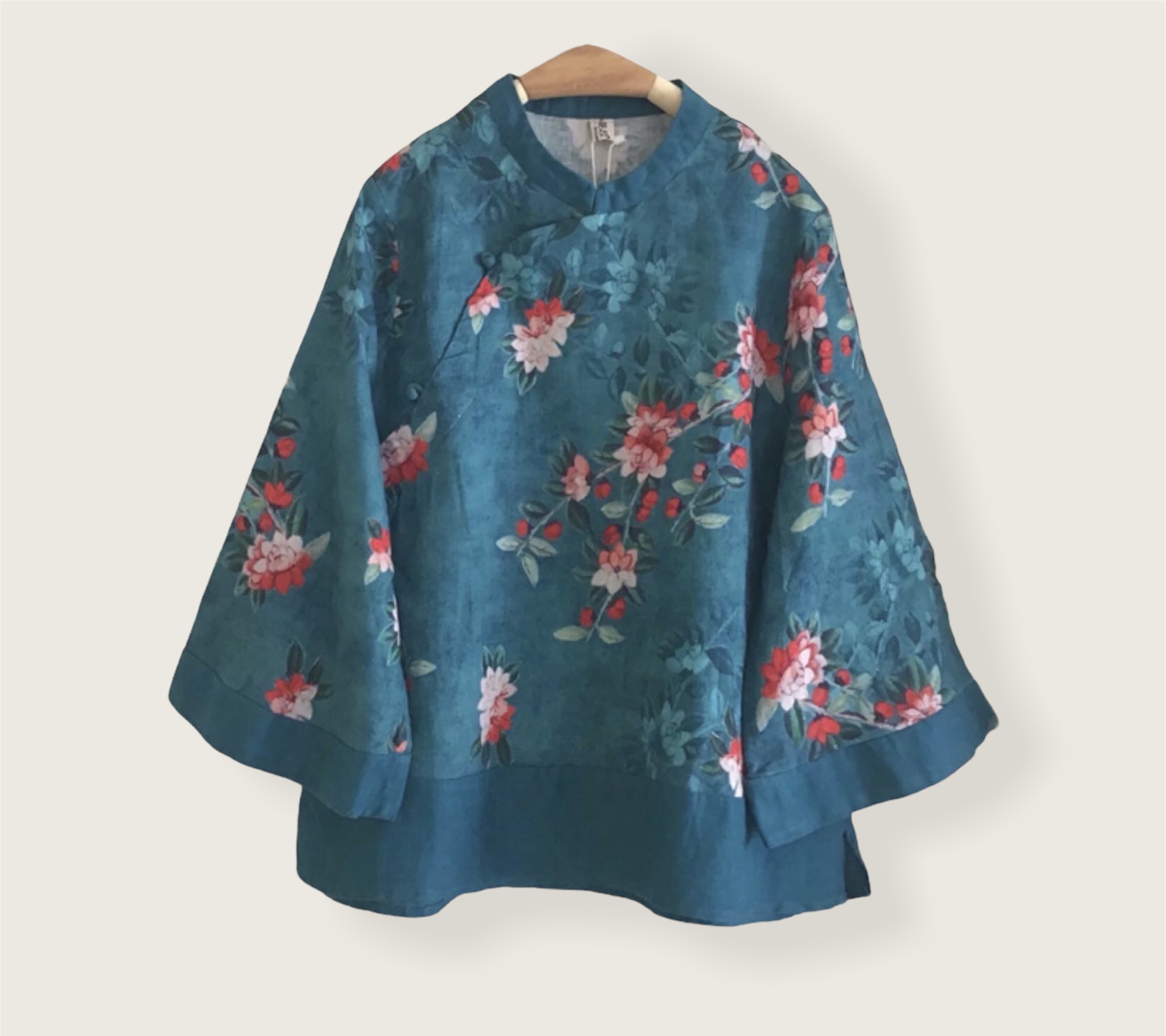 เสื้อผ้าลินินคอจีนแต่งกระดุมเฉียง