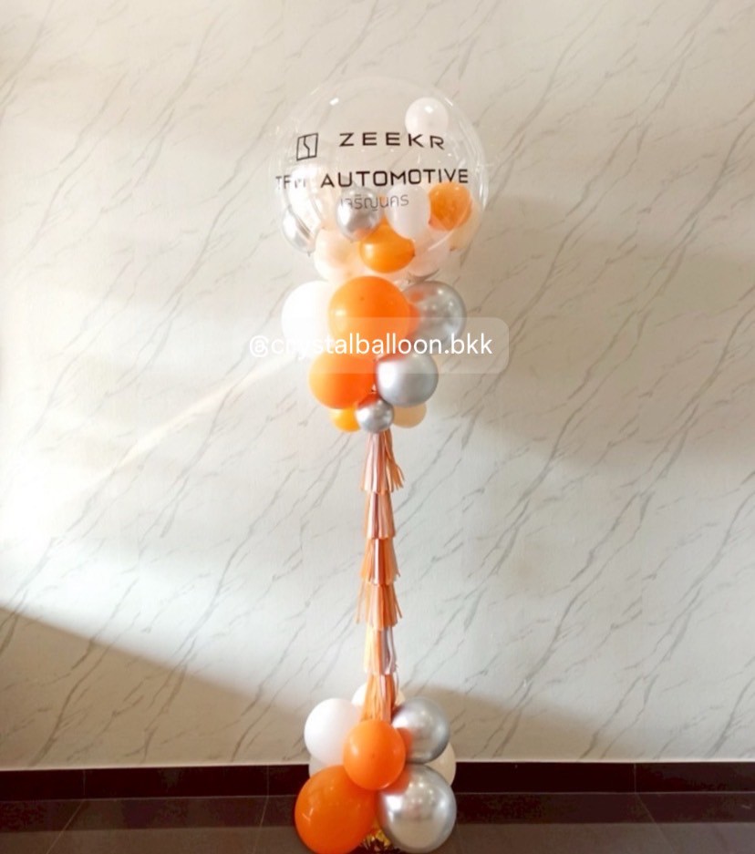 เสาลูกโป่ง เปิดงาน Bubble ขนาด 36" พร้อม ลูกโป่ง 6" ด้านใน 1 เสา พร้อมตกแต่ง สามารถเปลี่ยนสีลูกโป่ง/เปลี่ยนข้อความได้