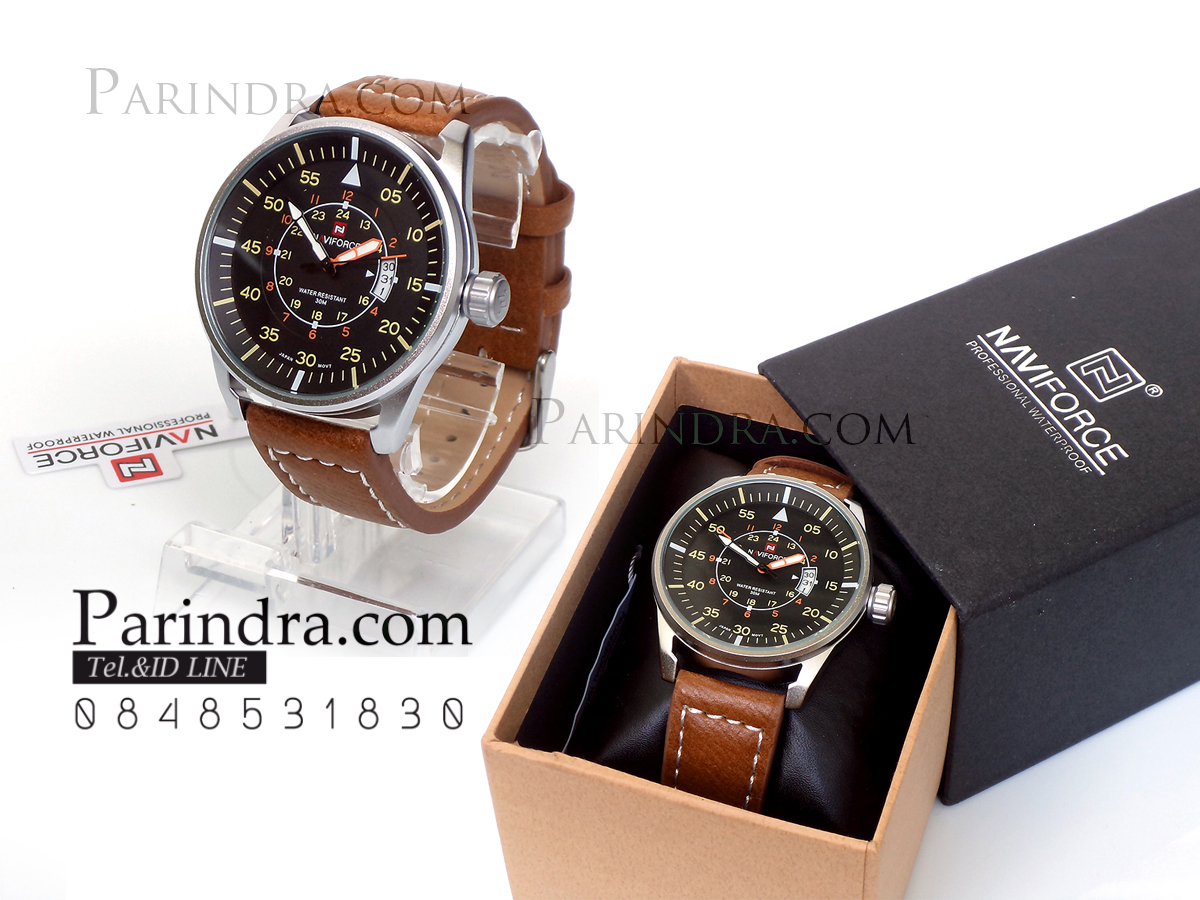 นาฬิกา Naviforce รุ่น NF9044M สายหนังสีน้ำตาล แท้ 100%