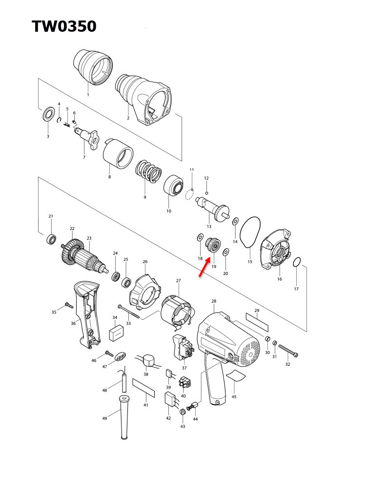 SPUR GEAR 19-41 Makita มากีต้า TW0350 [#19] Pn.153626-8 (แท้) ##