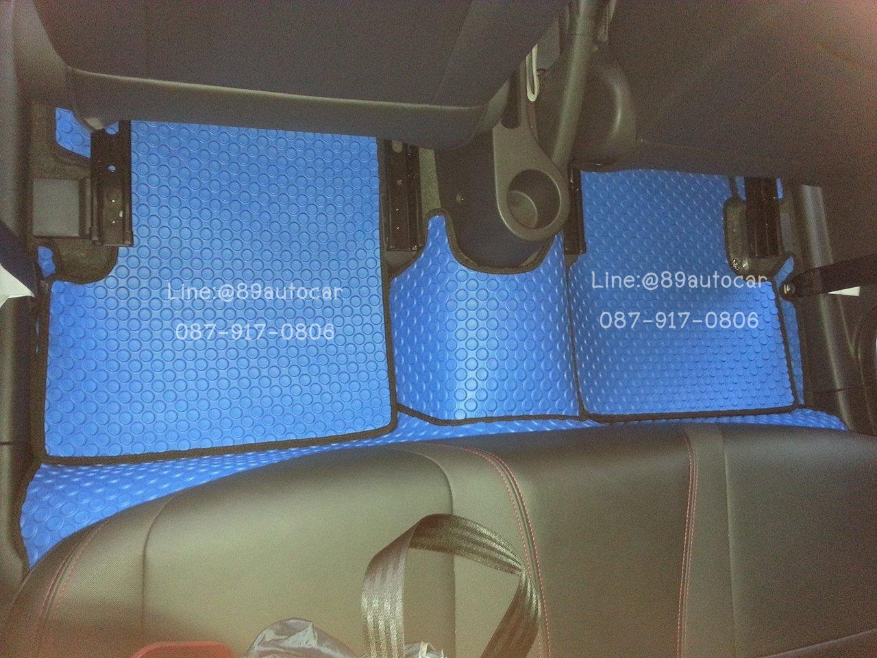 พรมรถยนต์สั่งตัด MG3 ลายกระดุมสีฟ้าขอบดำ + ท้าย + พับเบาะ