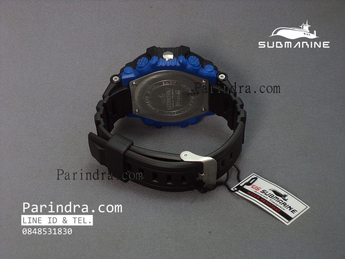 นาฬิกา US submarine TP1334M สีดำขอบน้ำเงินพื้นหลังเทา
