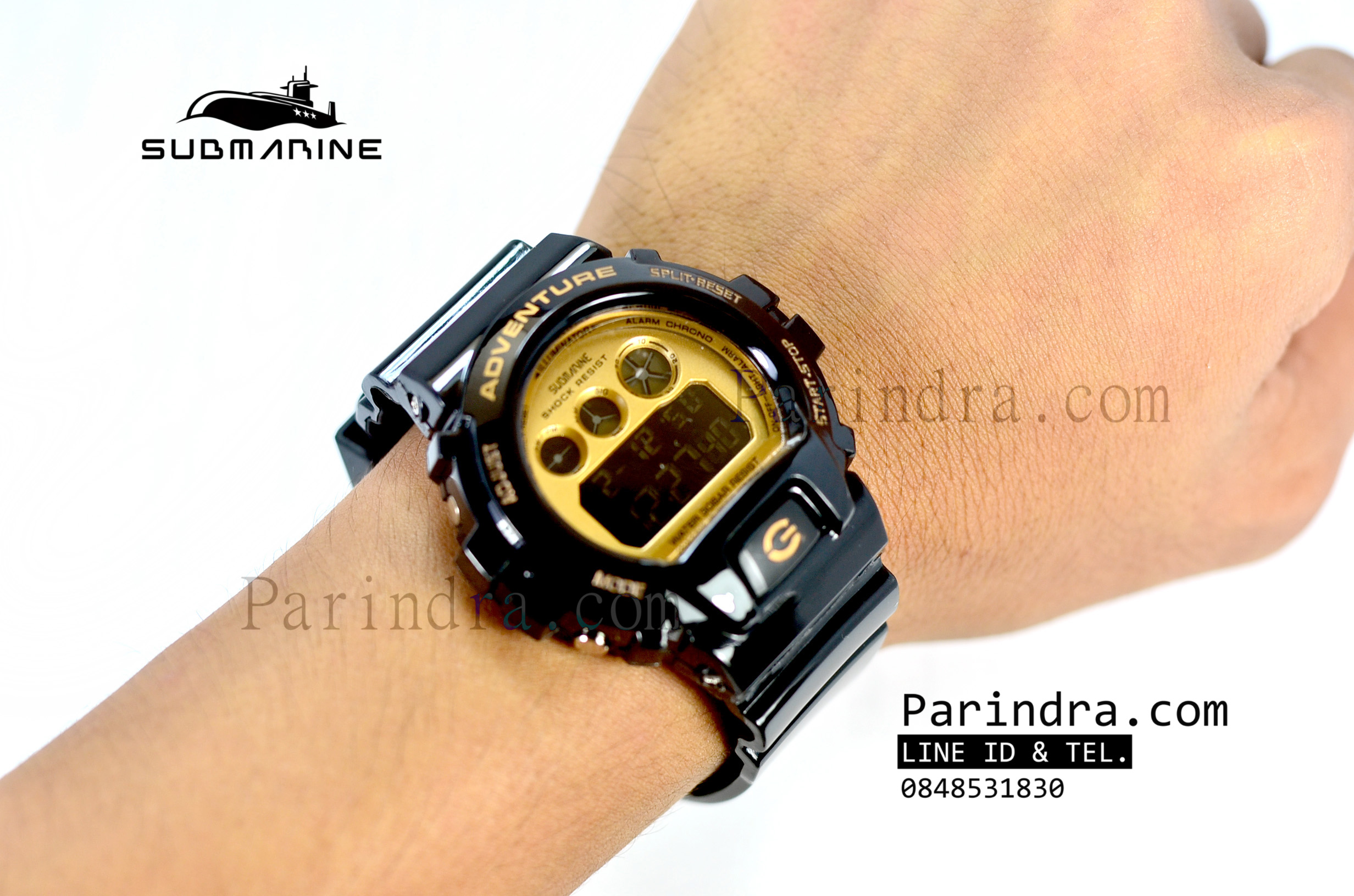 นาฬิกา US submarine Adventure Protector รุ่น TP1279M สีดำตัดทอง พื้นหลังดำ