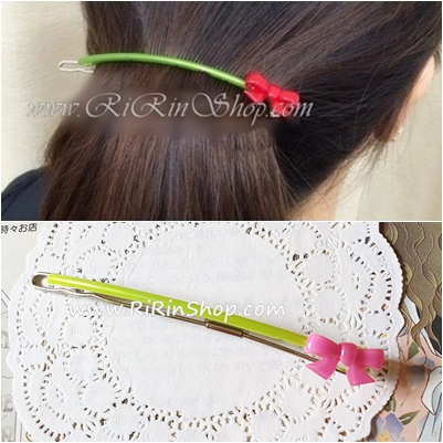 Aznavour กิ๊บติดผมเซลลูโลสโบว์ขนาด11 cm.( Neonpink )