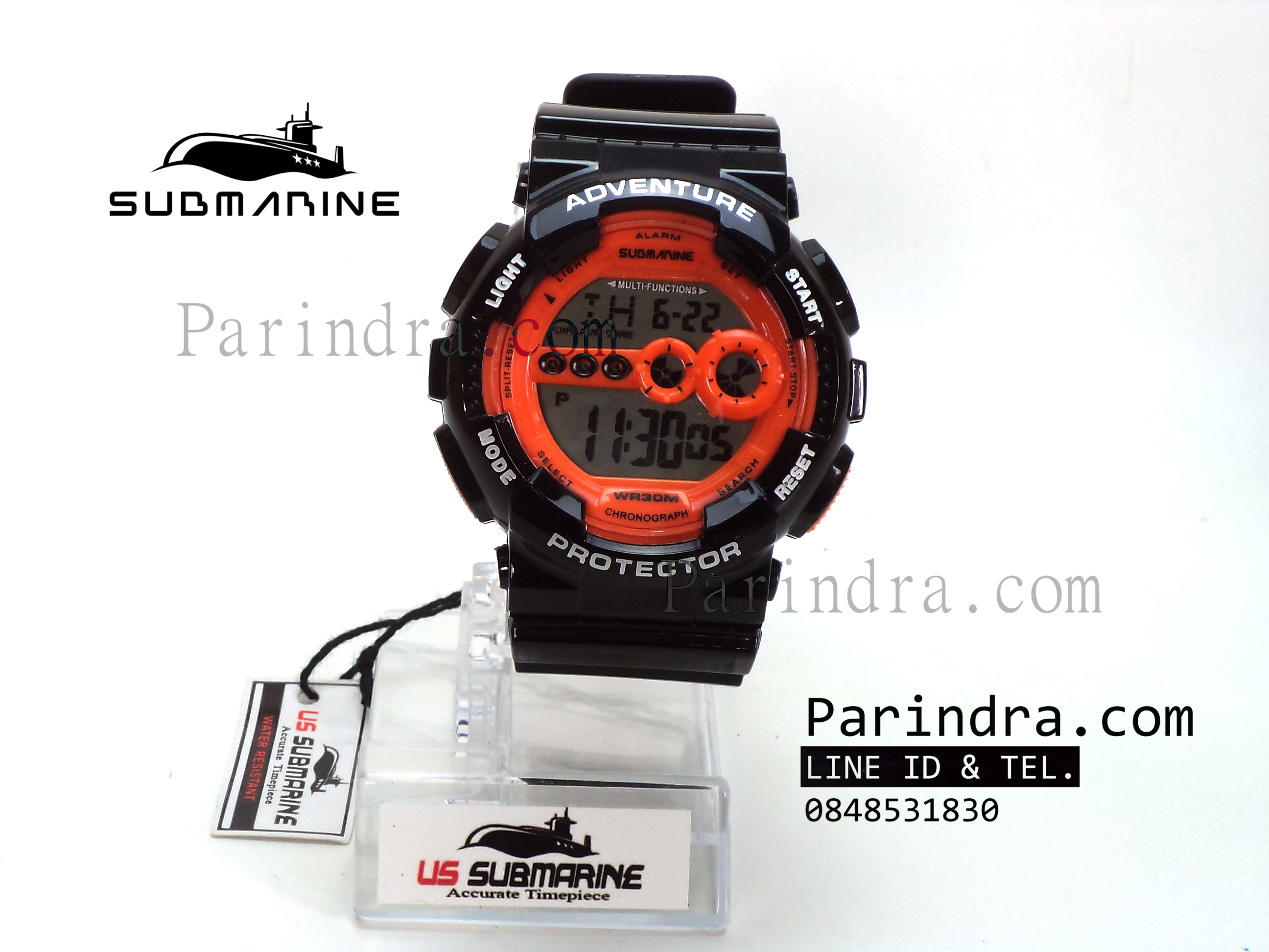 นาฬิกา US submarine รุ่น TP1282M สีดำ-หน้าปัดส้ม พื้นเทา