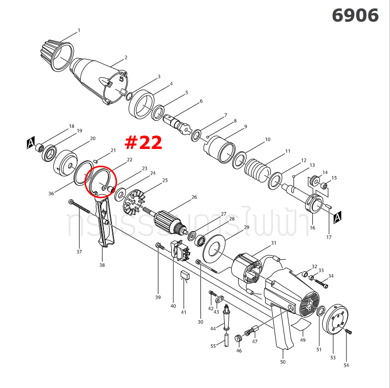 RETAINING RING R-75 บล็อคไฟฟ้า Makita 6906 [#22] Pn.962352-6 (แท้) ##