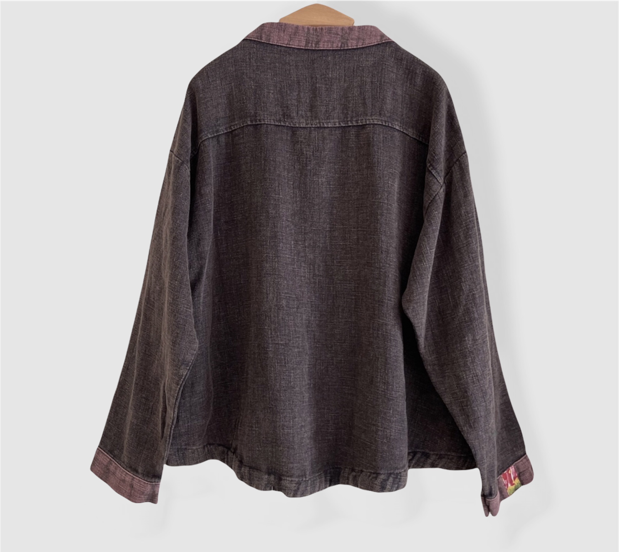 เสื้อ/เสื้อคลุมผ้าลินินผสมฝ้ายแต่งกระเป๋า