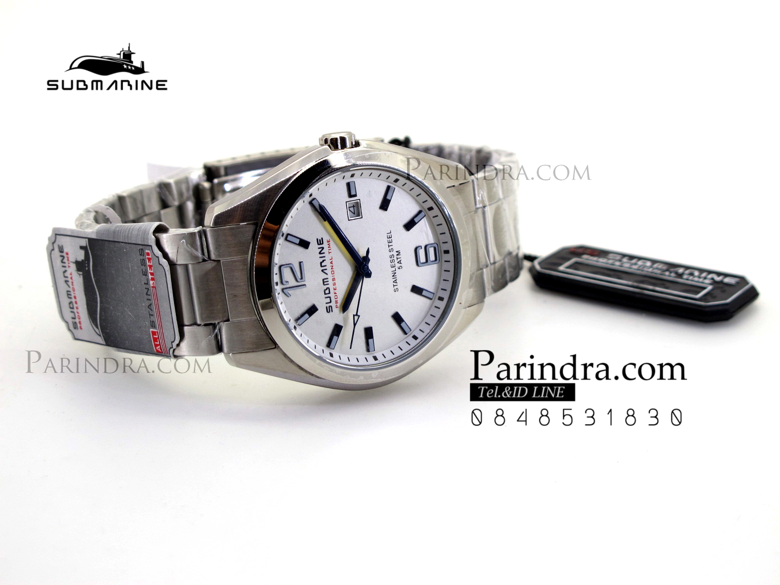 นาฬิกา US submarine Professional Time แสตนเลนแท้เกรดดี รุ่น SUB039 หน้าปัดขาว ขีดสีน้ำเงินเข้ม