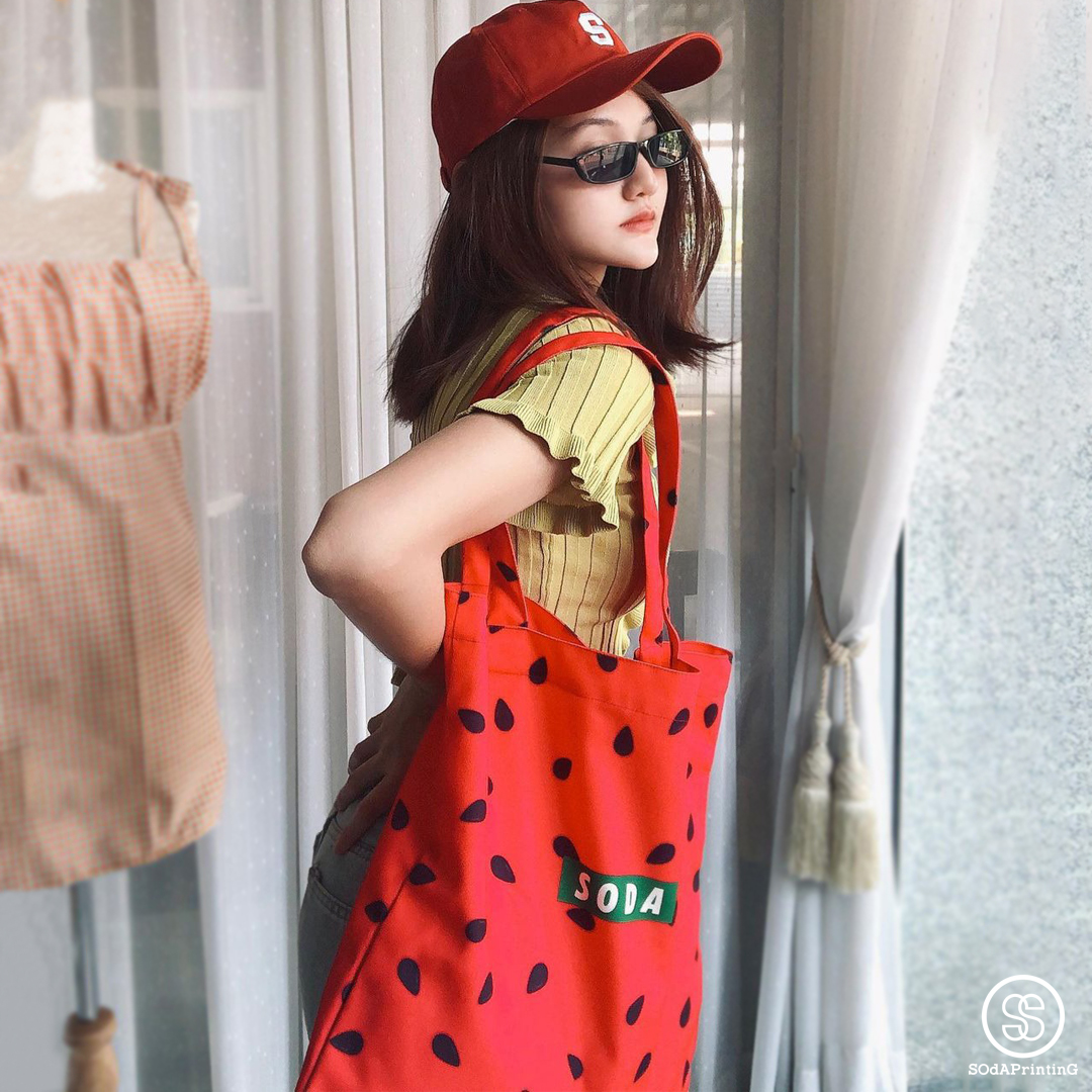 กระเป๋าผ้าแคนวาส พิมพ์ลาย SOdA Watermelon TBA0026 #SOdABag #SOdAPrintinG #กระเป๋า #กระเป๋าผ้า