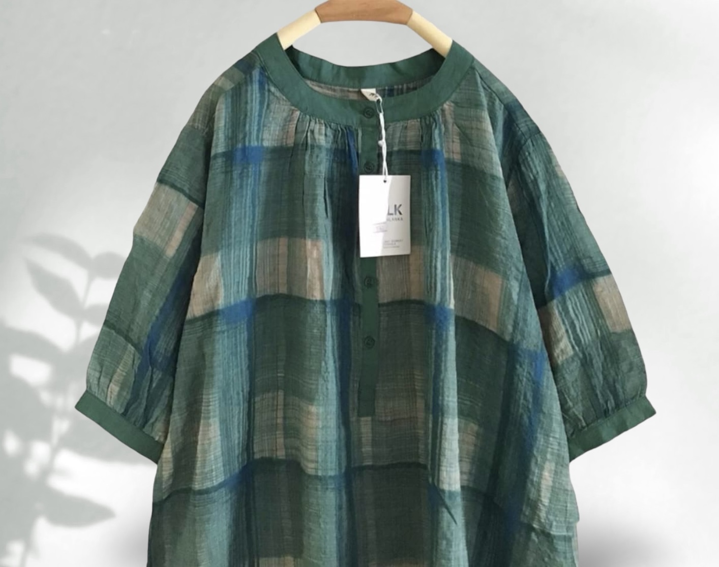 เสื้อผ้าฝ้ายลายสก็อตทรงโอเวอร์ไซส์