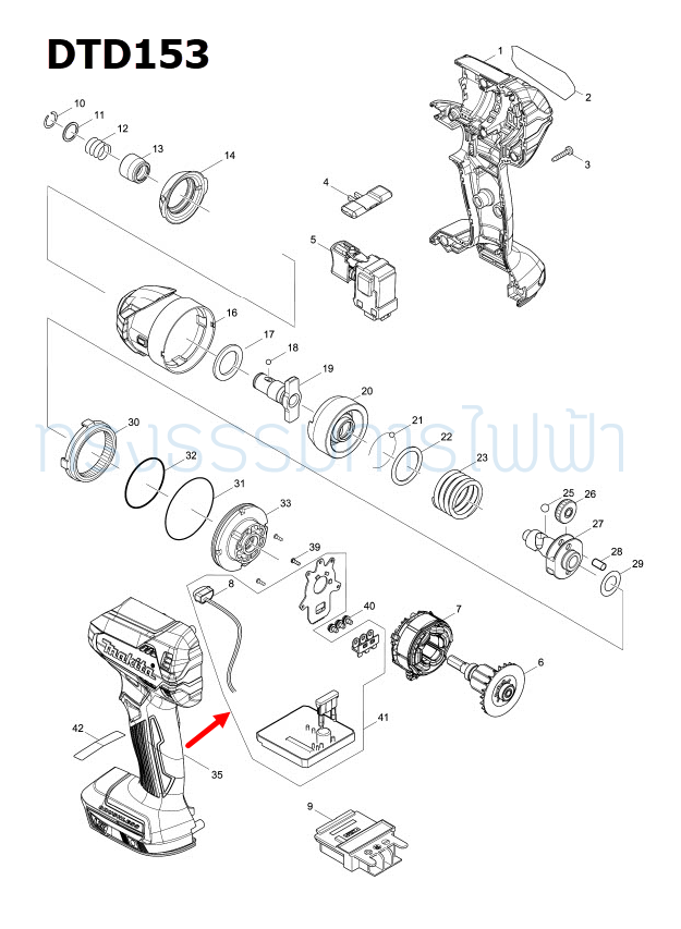 CONTROLLER สว่านไร้สาย Makita มากีต้า DTD153 [#41] Pn.620563-6 (แท้) ##