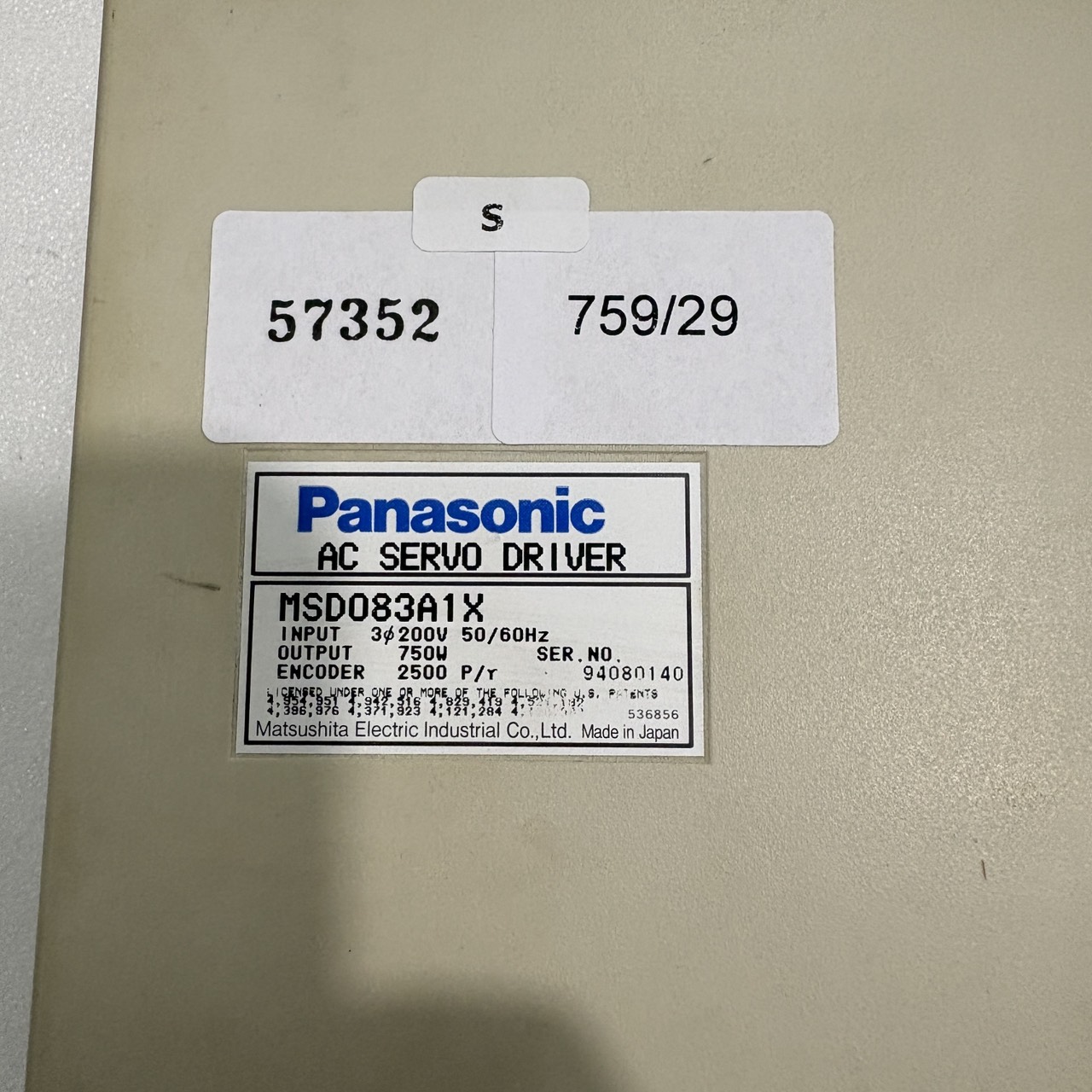 MSD083A1X SERVO DRIVE “ PANASONIC ”