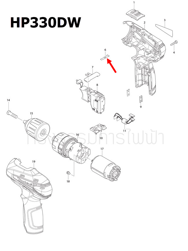 LEAF SPRING สว่านไร้สาย มากีต้า Makita DF030D, DF031D, DF330D, HP330D, DF331D, HP331D [#5] Pn.232239-9 (แท้)##