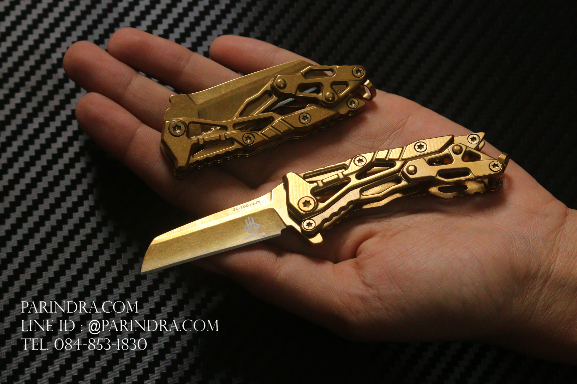 มีดพับเล็ก JINJUNLANG รุ่น JL-16012JT Transformer รูปทรงสวย โลหะทั้งตัว สีทอง